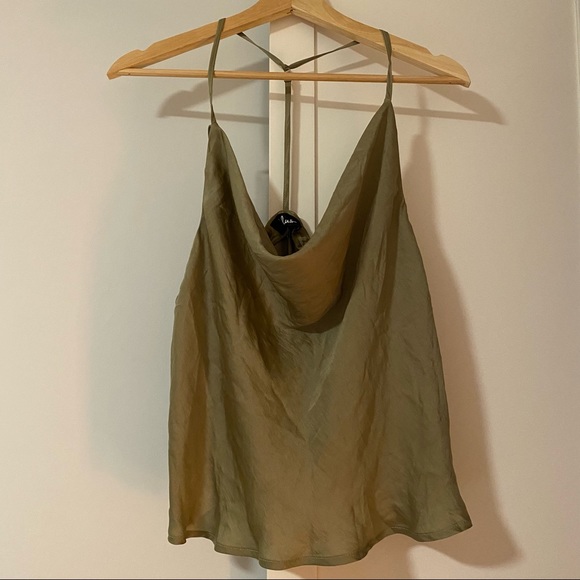 Lulus Olive Green Cowl Neck T-Back Top, Size M 🌷 - Picture 8 of 10